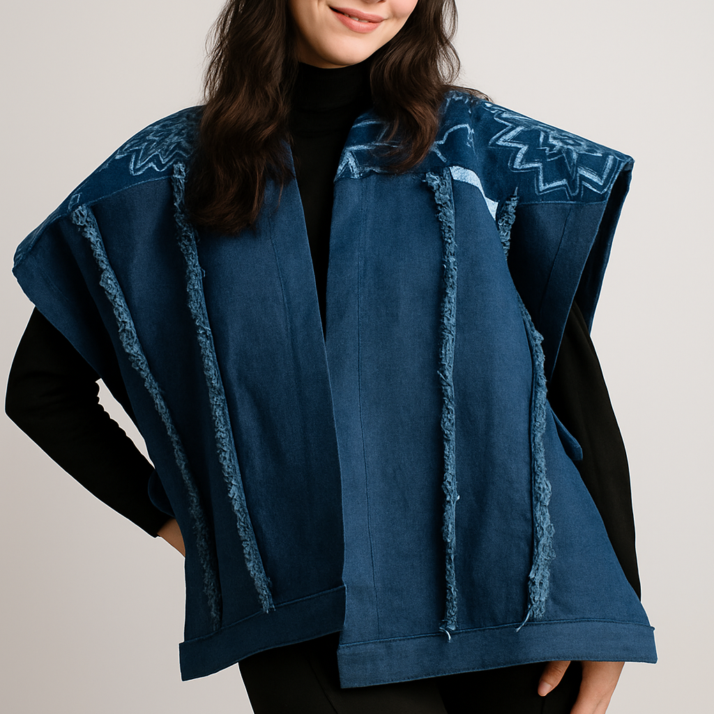 Poncho en Denim azul clasico - corto