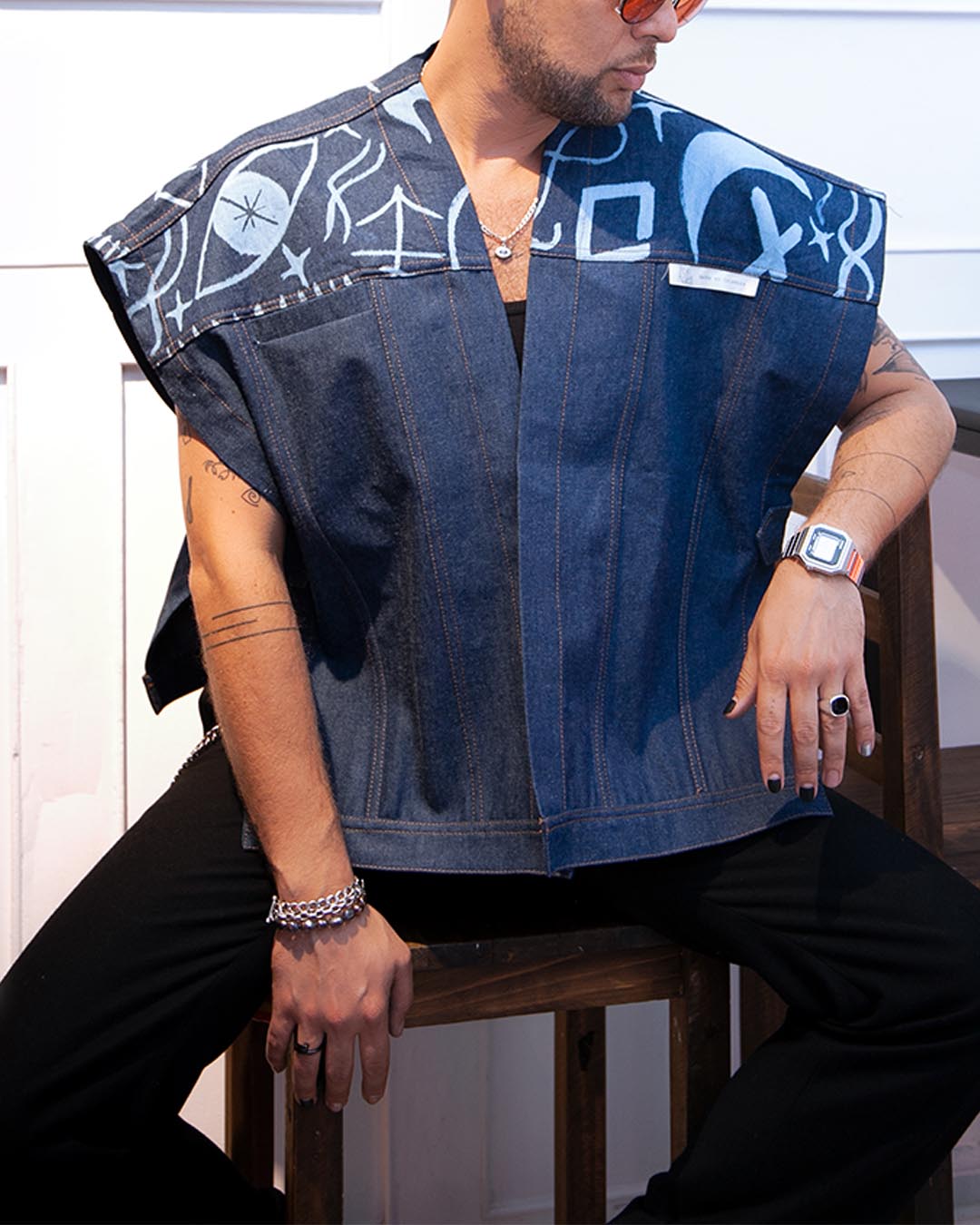 Poncho en Denim azul clasico - corto