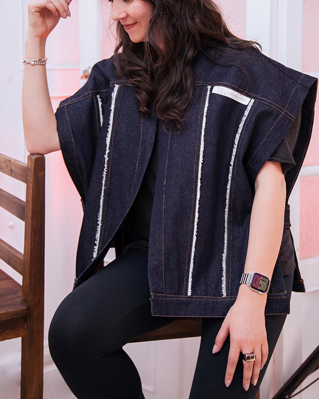 Poncho en Denim azul Índigo - corto