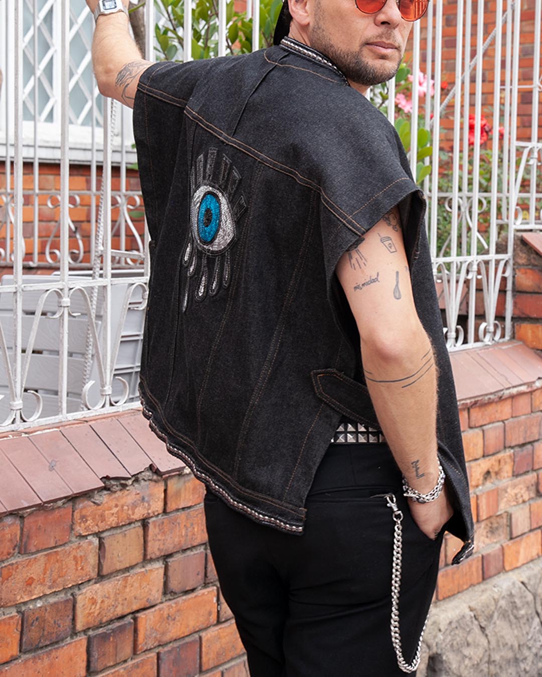 Poncho en Denim negro - corto