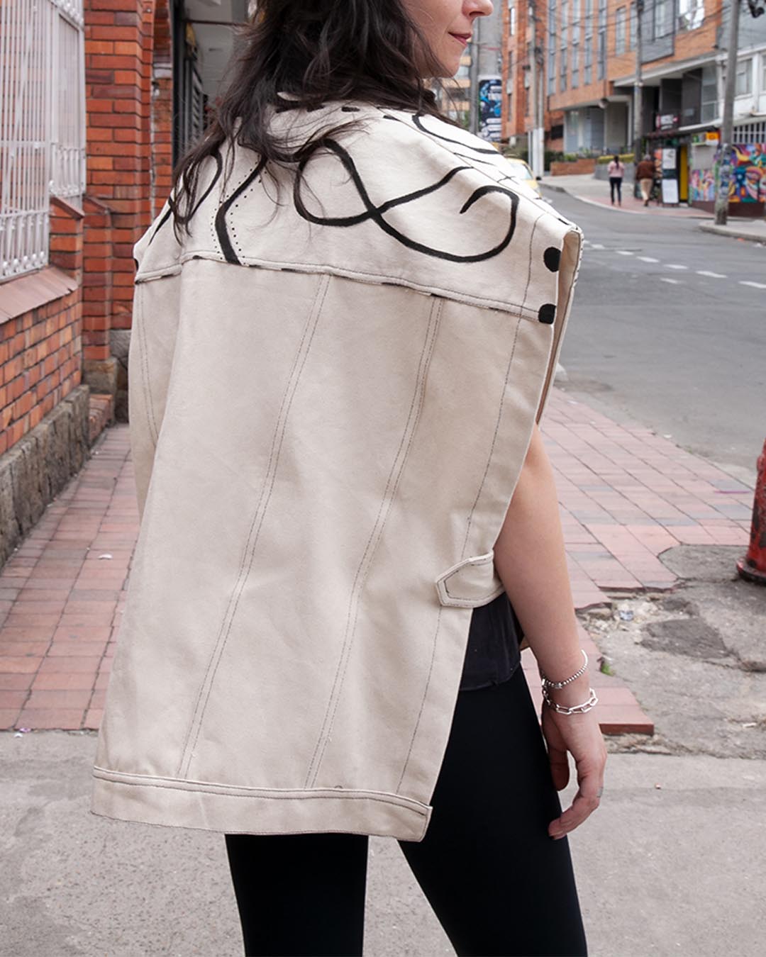 Poncho en Denim tono claro - largo