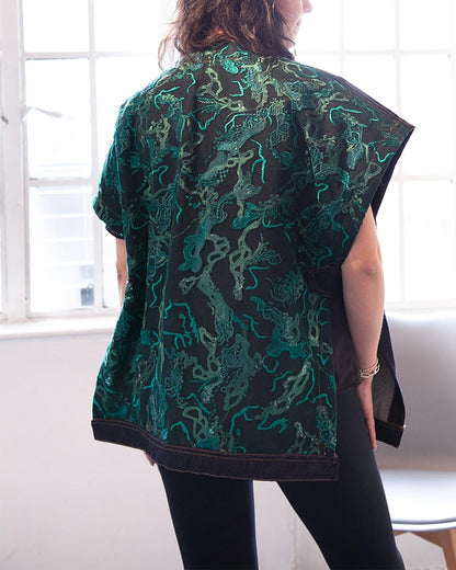 Poncho en Denim con Lentejuela - largo